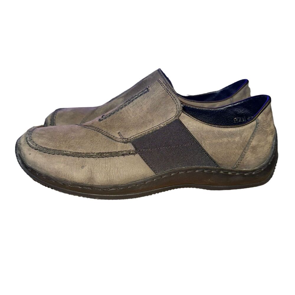 Rieker Anitstress Flats Women's Size 9 Gray Leather Slip On Comfort Shoes
